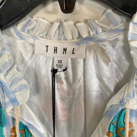 NWT THML Plaid Sleeveless Dress with Floral Embroidery - Picture 6 of 9